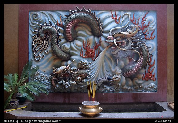 Dragon bas-relief. Cholon, District 5, Ho Chi Minh City, Vietnam (color)