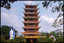 Eight-story tower of Vinh Ngiem pagoda, district 3. Ho Chi Minh City, Vietnam