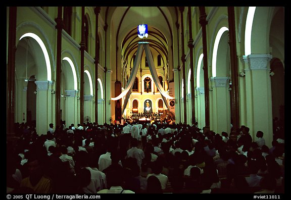 Christmas mass, Cathedral St Joseph. Ho Chi Minh City, Vietnam