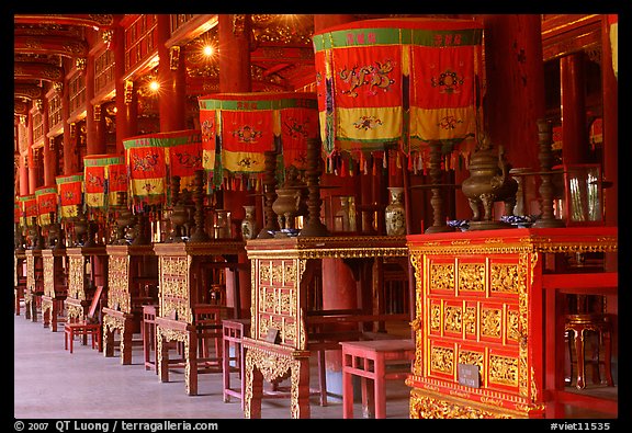 Interior of Hall of the Mandarins, Hue citadel. Hue, Vietnam