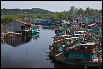 River lined up with fishing boats. Phu Quoc Island, Vietnam (color)