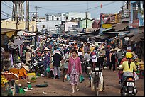 Crowds in public market, Duong Dong. Phu Quoc Island, Vietnam (color)