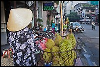 Durians for sale on street. Ho Chi Minh City, Vietnam ( color)