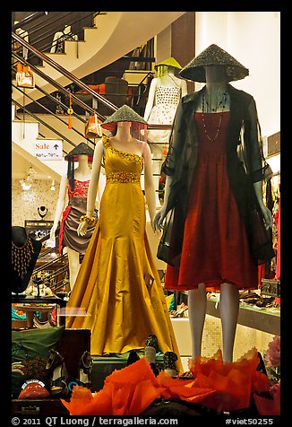 Fashion inspired by traditional dress. Ho Chi Minh City, Vietnam