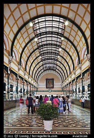 Inside colonia-area Central Post Office. Ho Chi Minh City, Vietnam