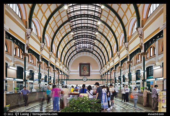 Interior of Central Post Office. Ho Chi Minh City, Vietnam