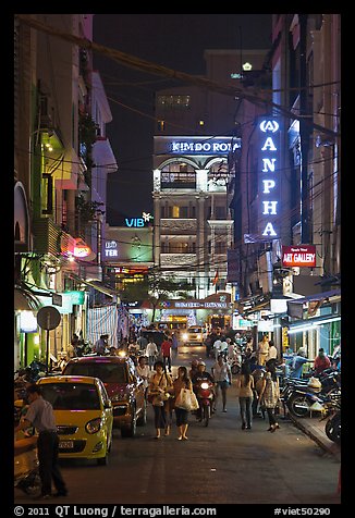 Shopping streetat night. Ho Chi Minh City, Vietnam (color)