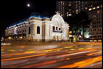 Light trails and Municipal Theater at night. Ho Chi Minh City, Vietnam ( color)
