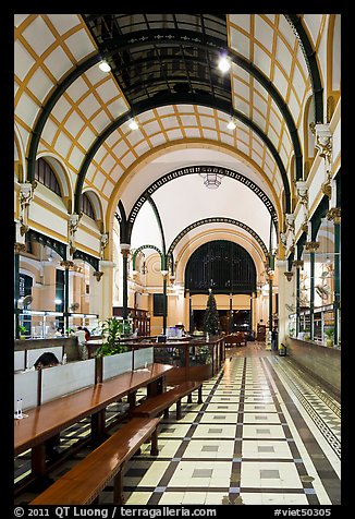 Inside of Central Post office designed by Gustave Eiffel. Ho Chi Minh City, Vietnam