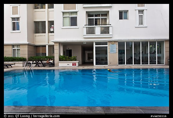 Swimming pool in appartnment complex, Phu My Hung, district 7. Ho Chi Minh City, Vietnam