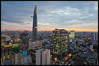 Bitexco Tower and downtown high rises at sunset. Ho Chi Minh City, Vietnam ( color)