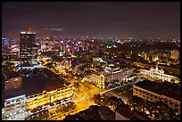 Saigon center at night from above. Ho Chi Minh City, Vietnam