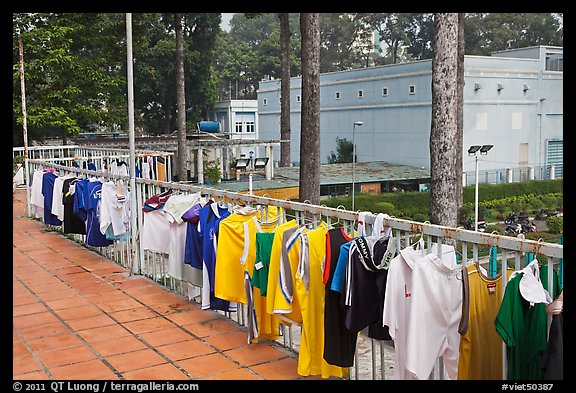 Sports jerseys being dried, Cong Vien Van Hoa Park. Ho Chi Minh City, Vietnam
