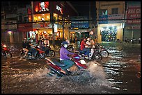 Street flooded by mooson rains at night. Ho Chi Minh City, Vietnam ( color)