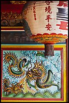 Lantern and ceramic dragon, Ha Chuong Hoi Quan Pagoda. Cholon, District 5, Ho Chi Minh City, Vietnam (color)