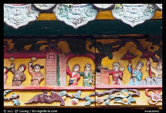 Ceramic scenes from traditional Chinese stories, Quan Am Pagoda. Cholon, District 5, Ho Chi Minh City, Vietnam