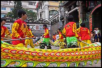 Dancers animating dragon, Thien Hau Pagoda, district 5. Cholon, District 5, Ho Chi Minh City, Vietnam ( color)