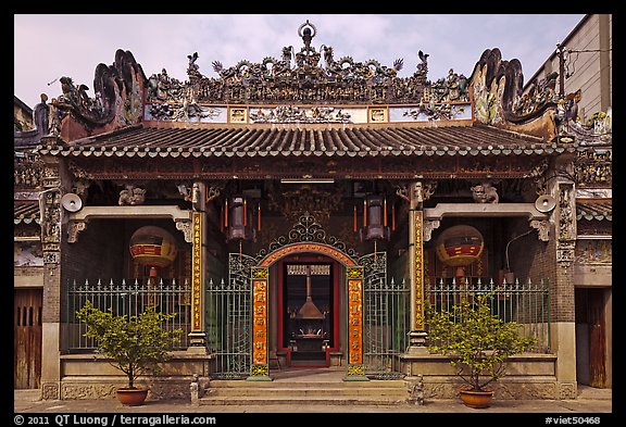 Facade, Thien Hau Pagoda, district 5. Cholon, District 5, Ho Chi Minh City, Vietnam (color)