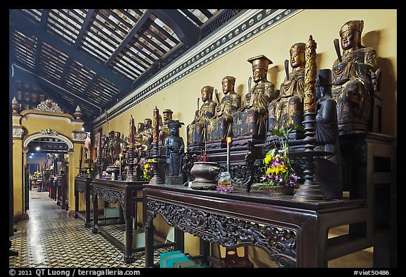 Row of statues, Giac Lam Pagoda, Tan Binh District. Ho Chi Minh City, Vietnam (color)