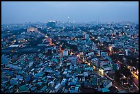 View of Cholon, from above at dusk. Cholon, Ho Chi Minh City, Vietnam (color)