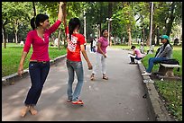 Young women practising dance, Cong Vien Van Hoa Park. Ho Chi Minh City, Vietnam