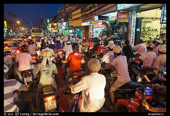 Traffic jam at rush hour. Ho Chi Minh City, Vietnam (color)