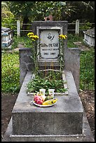 Tomb with fruit and refreshments offering. Ben Tre, Vietnam ( color)
