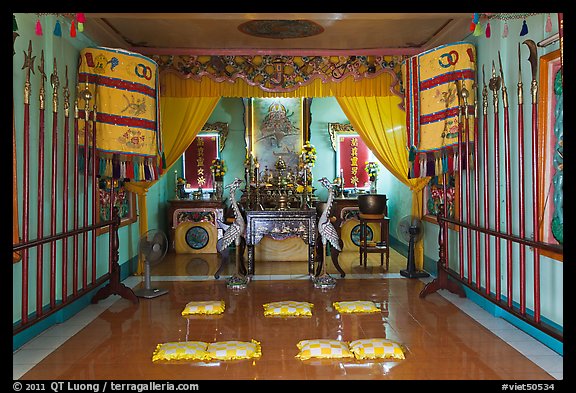 Prayer room, Saigon Caodai temple, district 5. Ho Chi Minh City, Vietnam