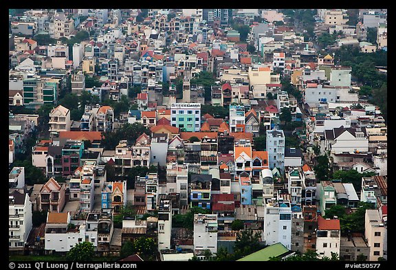 Aerial view of houses. Ho Chi Minh City, Vietnam (color)