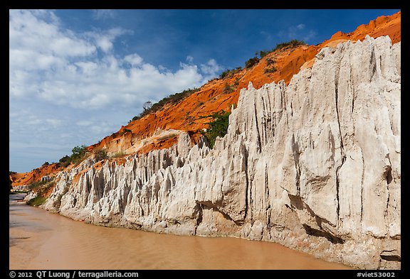 Eroded sandstone cliffs and Fairy Stream. Mui Ne, Vietnam