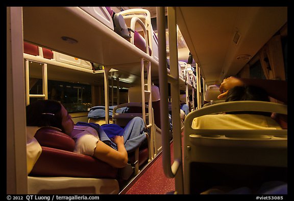 Inside sleeper bus. Vietnam