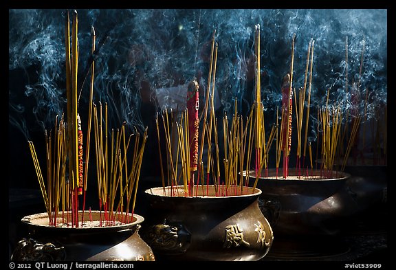 Urns with burning incense sticks, Thien Hau Pagoda, district 5. Cholon, District 5, Ho Chi Minh City, Vietnam
