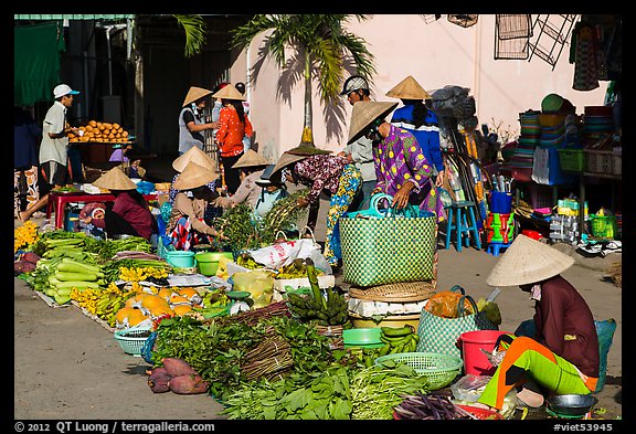 Vegetables for sale at market, Cai Rang. Can Tho, Vietnam