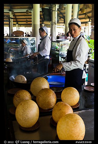 Crispy spherical shells beeing prepared. Mekong Delta, Vietnam (color)