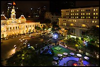 City Hall square at night from above. Ho Chi Minh City, Vietnam (color)
