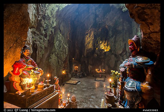 Guardian deities at the entrance of Huyen Khong cave. Da Nang, Vietnam