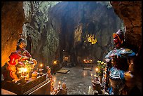 Guardian deities at the entrance of Huyen Khong cave. Da Nang, Vietnam (color)