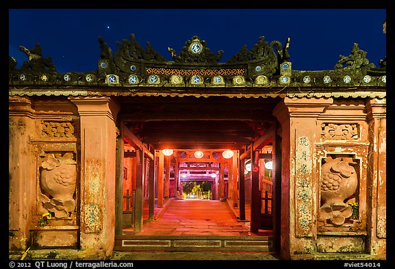 Covered Japanese Bridge gate at night. Hoi An, Vietnam (color)