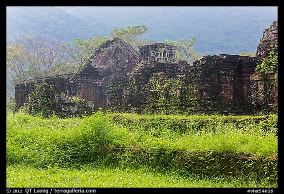 Ruined cham temples in the mist. My Son, Vietnam (color)