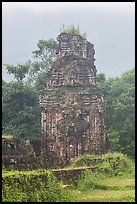 Ruined cham tower in the mist. My Son, Vietnam (color)