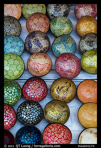 Close up of decorated bowls. Hoi An, Vietnam