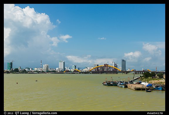 River and city skyline. Da Nang, Vietnam