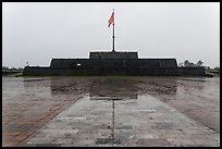 Flag monument in the rain. Hue, Vietnam (color)