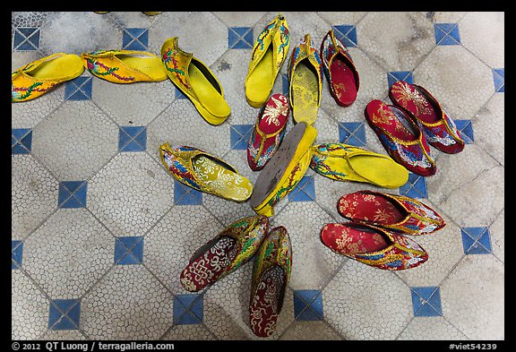 Slippers in imperial style, imperial citadel. Hue, Vietnam