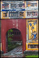 Palace gate with ceramic decorations, citadel. Hue, Vietnam (color)