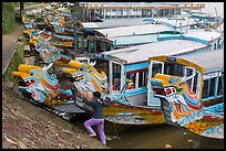Dragon boats. Hue, Vietnam (color)