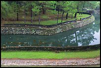 Walkway, Luu Khiem Lake arm, and stone fence, Tu Duc Tomb. Hue, Vietnam (color)