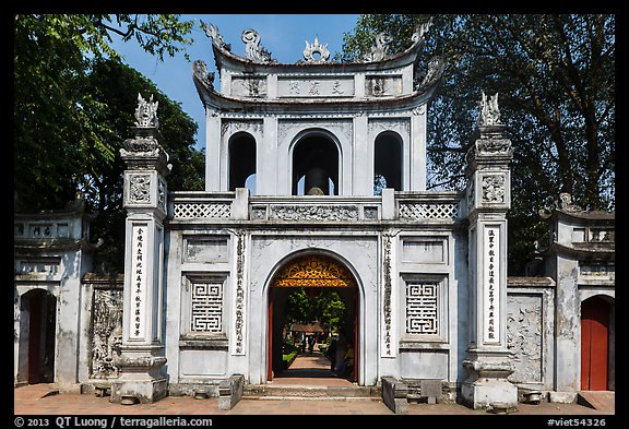 Entrance gate, Temple of the Litterature. Hanoi, Vietnam (color)