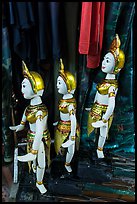 Puppets and clothing worn by water puppeters, Thang Long Theatre. Hanoi, Vietnam ( color)