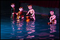 Water puppets (4 characters with musical instruments), Thang Long Theatre. Hanoi, Vietnam ( color)